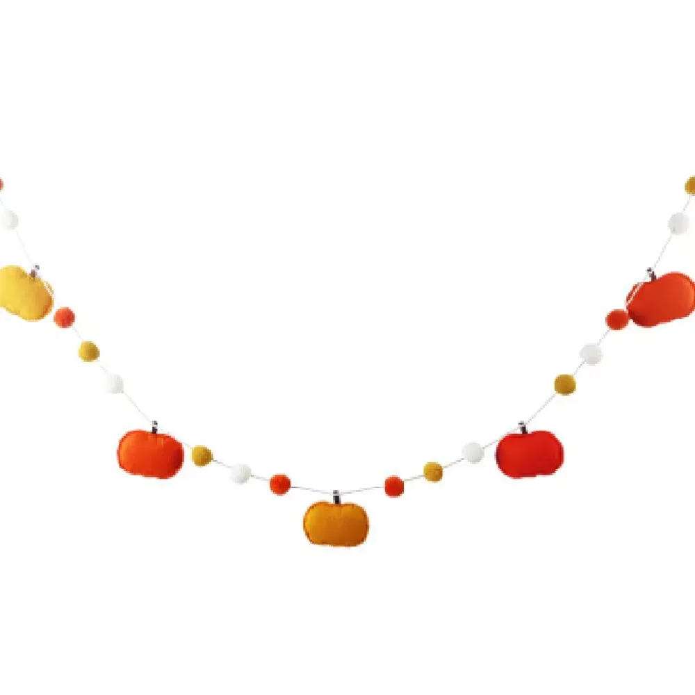 Adorable 6ft. Fall Pumpkin & Pom Poms Garland